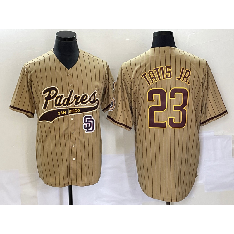 San Diego Padres #23 Fernando Tatis Jr Tan Jermy NEW 2023 Cool Base Stitched Jersey 2