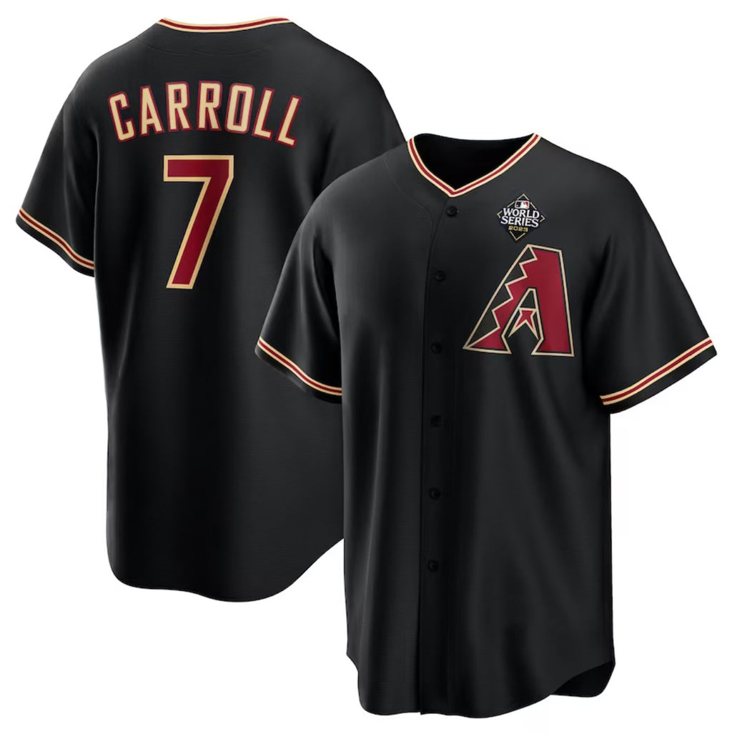 Arizona Diamondbacks #7 Corbin Carroll Black Jermy 2023 World Series Cool Base Stitched Jersey