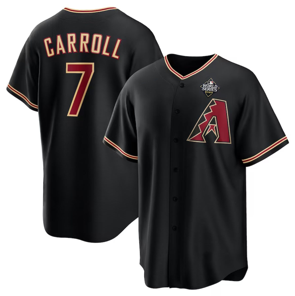 Arizona Diamondbacks #7 Corbin Carroll Black Jermy 2023 World Series Cool Base Stitched Jersey