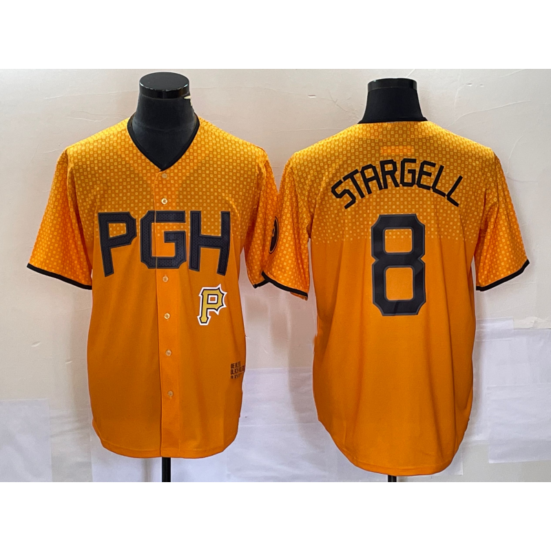 Pittsburgh Pirates #8 Willie Stargell Gold Jermy 2023 City Connect Stitched Jersey 2
