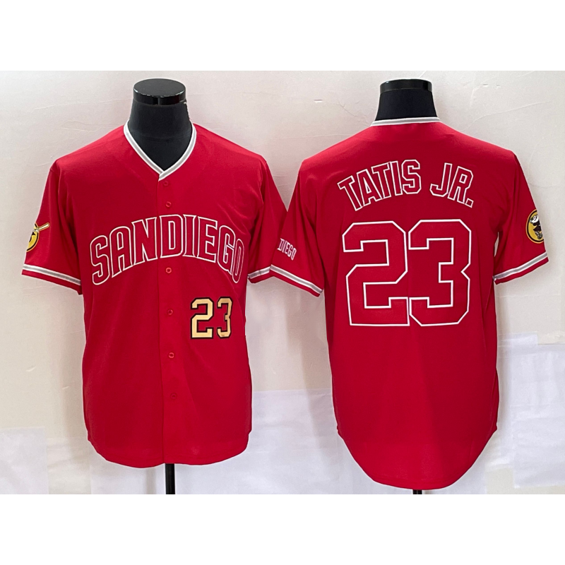 San Diego Padres #23 Fernando Tatis Jr Number Red Jermy NEW 2023 Cool Base Stitched Jersey