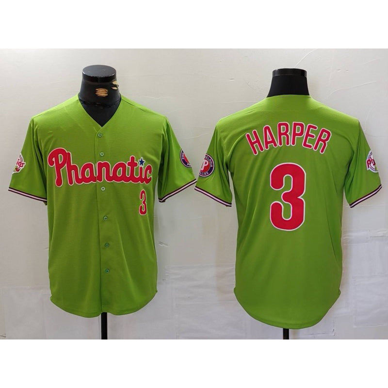 Philadelphia Phillies #3 Bryce Harper Green Jermy Stitched Cool Base Jersey