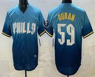 Philadelphia Phillies #59 Jhoan Duran Blue Jermy 2024 City Cool Base Jersey