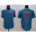 Philadelphia Phillies #7 Trea Turner Blue Jermy Cooperstown Throwback Cool Base Jersey