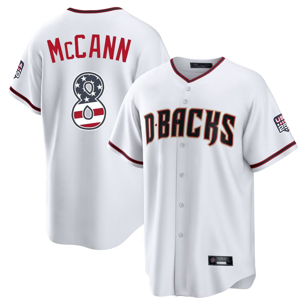 Arizona Diamondbacks #8 James McCann Player White Jermy USA 250 Fourth of July Home Game Stitched Jerseys