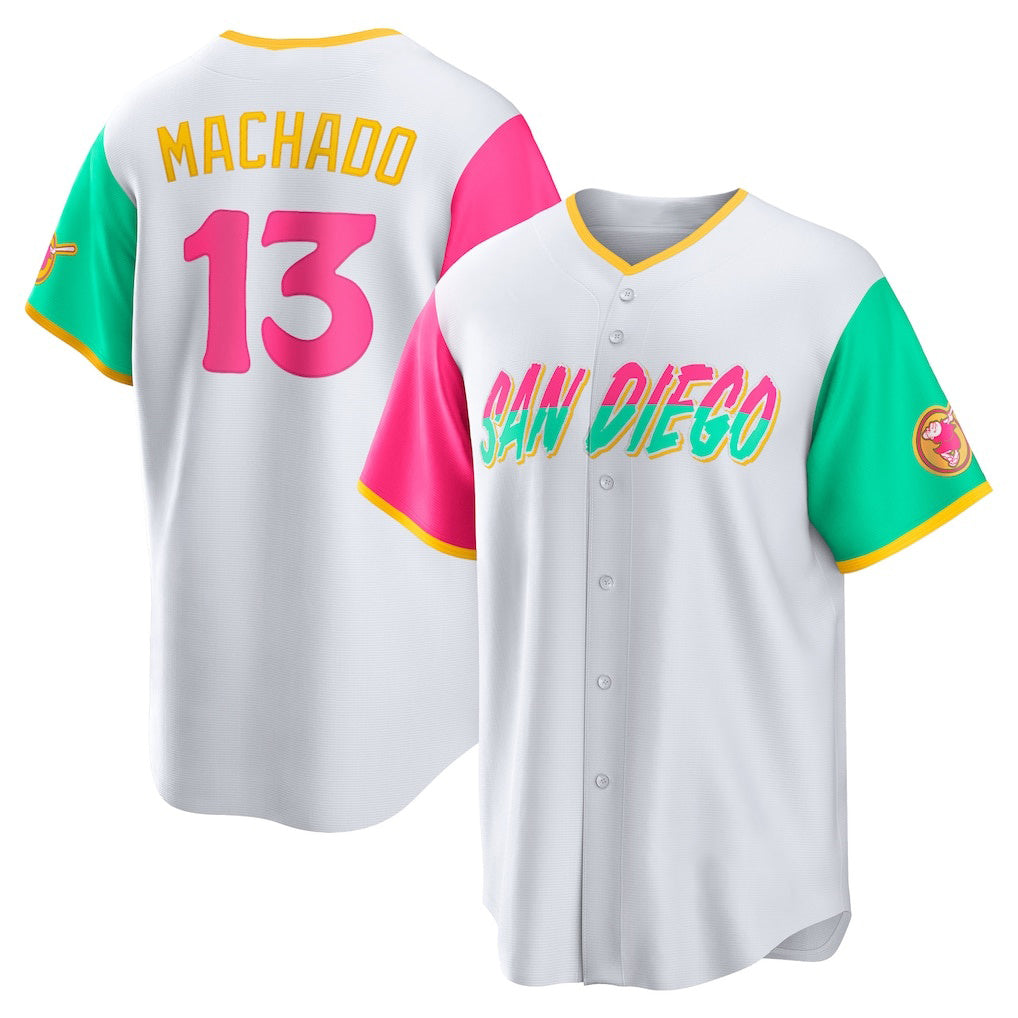 San Diego Padres #13 Manny Machado White Jermy City Connect Replica Player Jersey