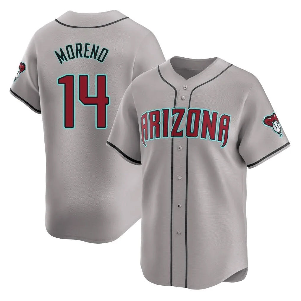 Arizona Diamondbacks #14 Gabriel Moreno Player Gray Jermy Road Limited Home Game Stitched Jerseys