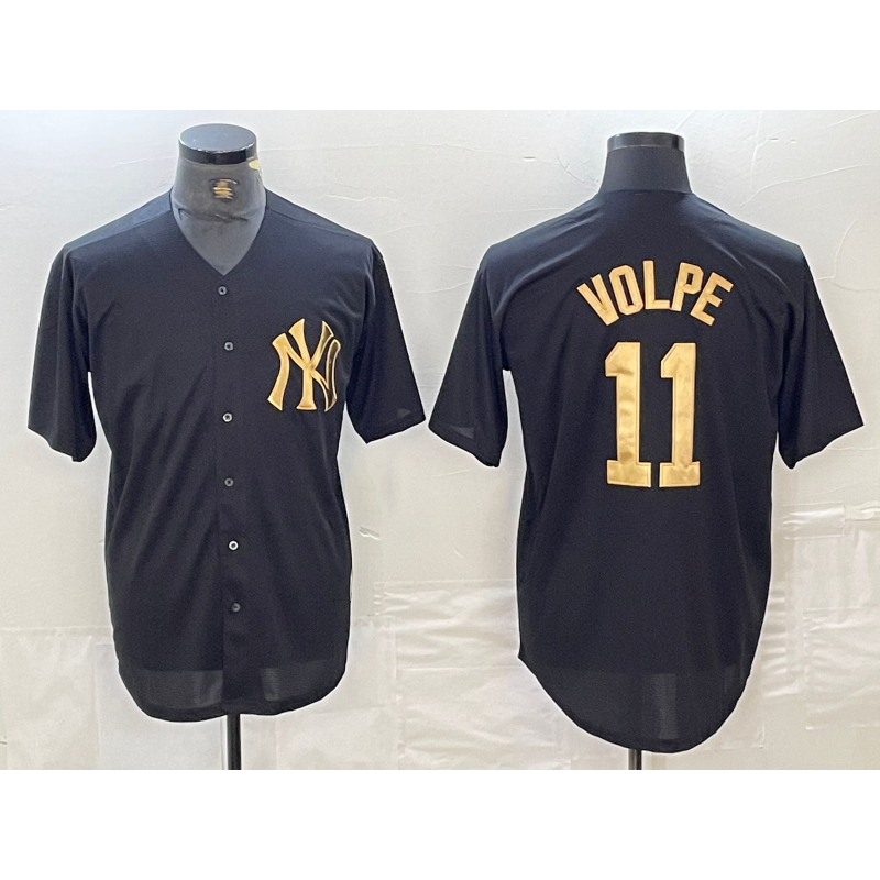 New York Yankees #11 Anthony Volpe Black Gold Jermy Cool Base Stitched Jersey