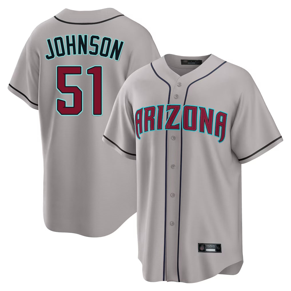 Arizona Diamondbacks #51 Randy Johnson Player Gray Jermy Road Home Game Stitched Jerseys