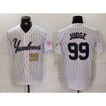 New York Yankees #99 Aaron Judge White Jermy Pinstripe Fashion Cool Base Jerseys 2