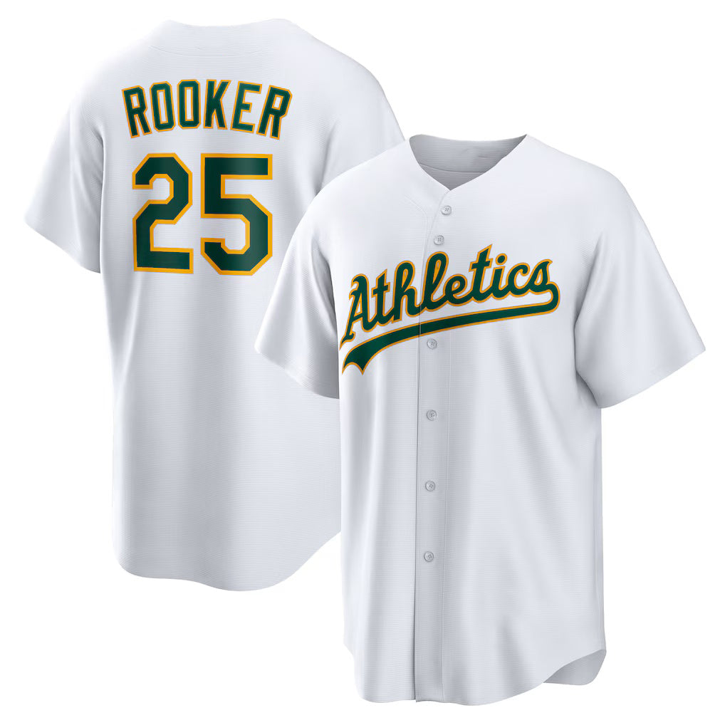 Oakland Athletics #25 Brent Rooker White Jermy Home Replica Jersey