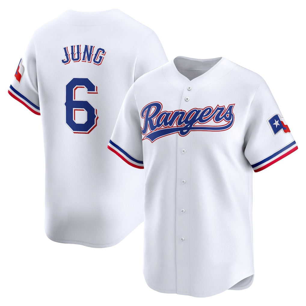 Texas Rangers #6 Josh Jung White Jermy Home Limited Player Jersey