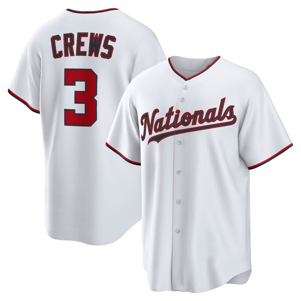 Washington Nationals #3 Dylan Crews White Jermy Home Replica Jersey
