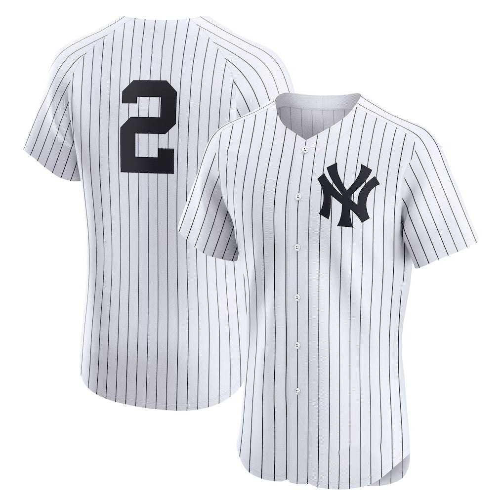 New York Yankees #2 Derek Jeter White Jermy Home Elite Player Jersey