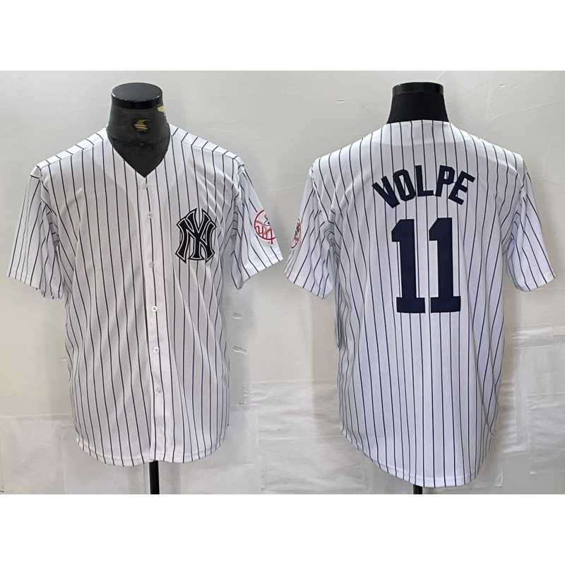 New York Yankees #11 Anthony Volpe Name White Jermy With Patch 2024 Cool Base Stitched Jersey