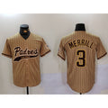 San Diego Padres #3 Jackson Merrill Tan Jermy 2023 Cool Base Stitched Jersey 2