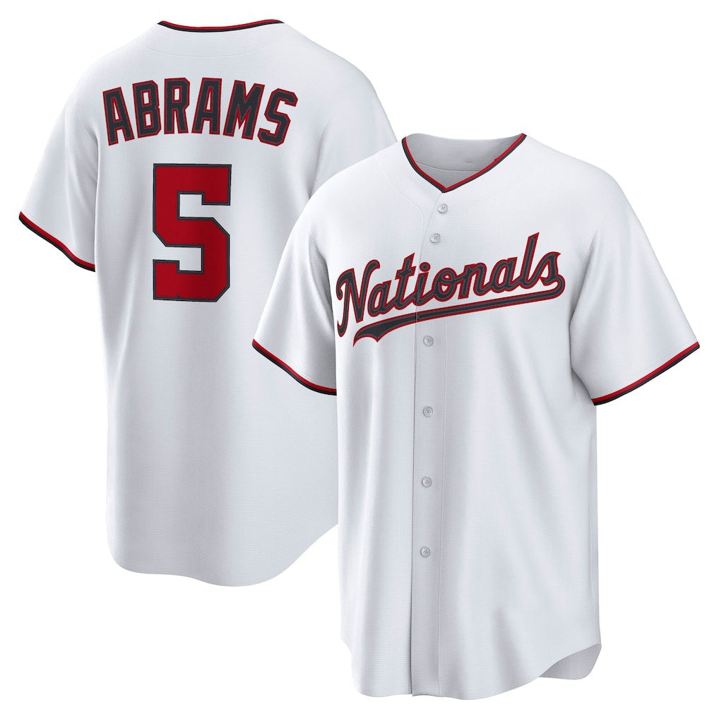 Washington Nationals #5 CJ Abrams White Jermy Home Replica Jersey