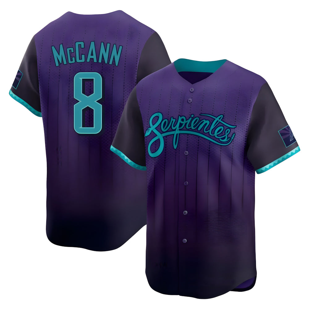 Arizona Diamondbacks #8 James McCann Player Purple Jermy City Connect Limited Home Game Stitched Jerseys