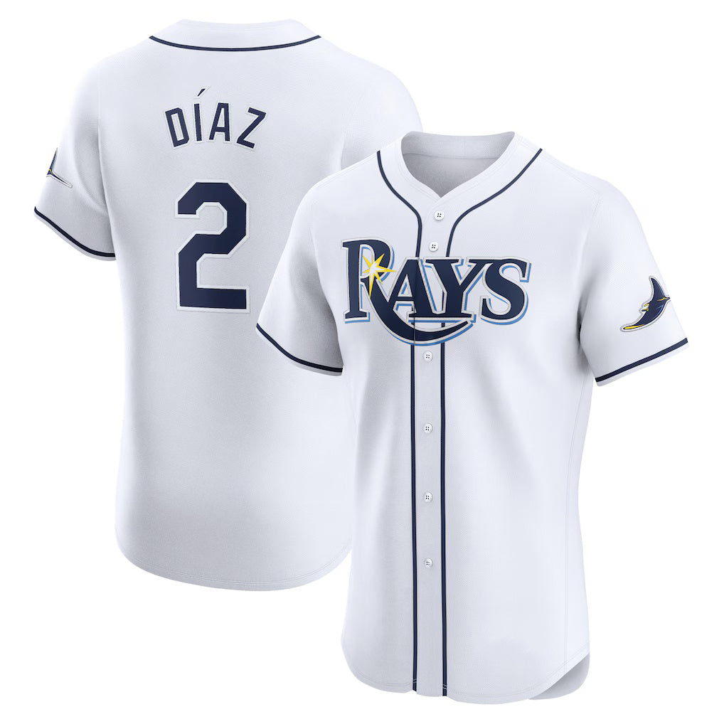 Tampa Bay Rays #2 Yandy Diaz White Jermy Home Elite Player Jersey