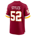 W.Commanders #52 Sonny Styles Burgundy Jermy 2026 Draft First Round Pick No. 7 Team Game Jersey