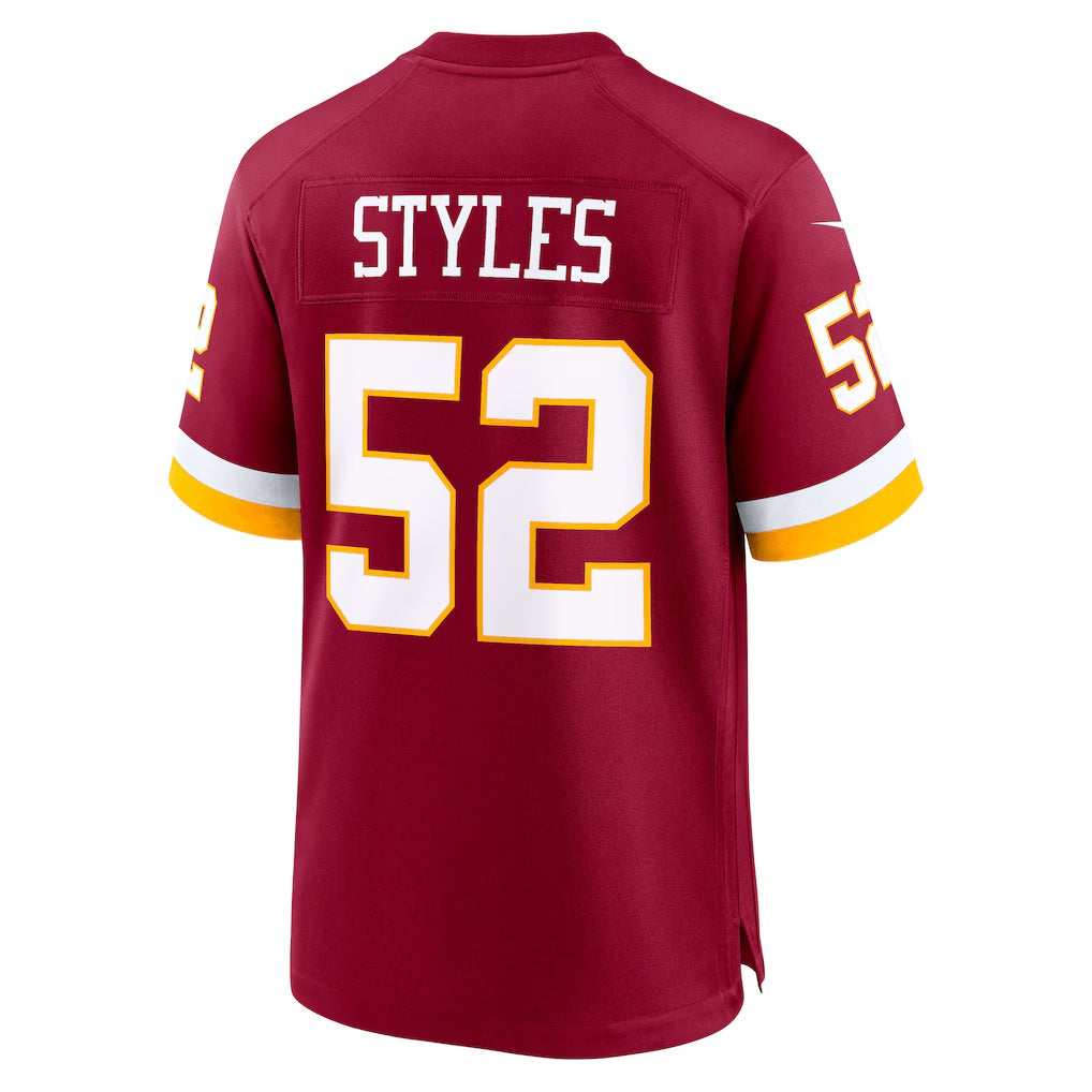 W.Commanders #52 Sonny Styles Burgundy Jermy 2026 Draft First Round Pick No. 7 Team Game Jersey