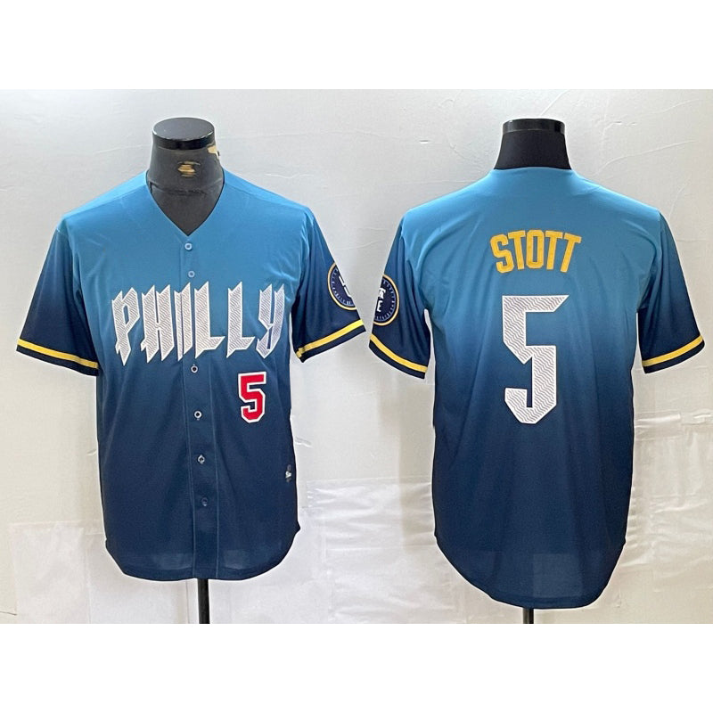 Philadelphia Phillies #5 Bryson Stott Blue Jermy 2024 City Player Number Cool Base Stitched Jerseys
