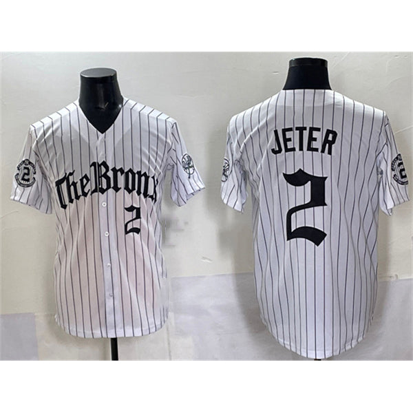 New York Yankees #2 Derek Jeter White Jermy Pinstripe 'Gothic Legacy Edition' Vapor Premier Limited Stitched Jersey