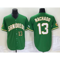 San Diego Padres #13 Manny Machado Number Green Jermy Cool Base Stitched Jersey