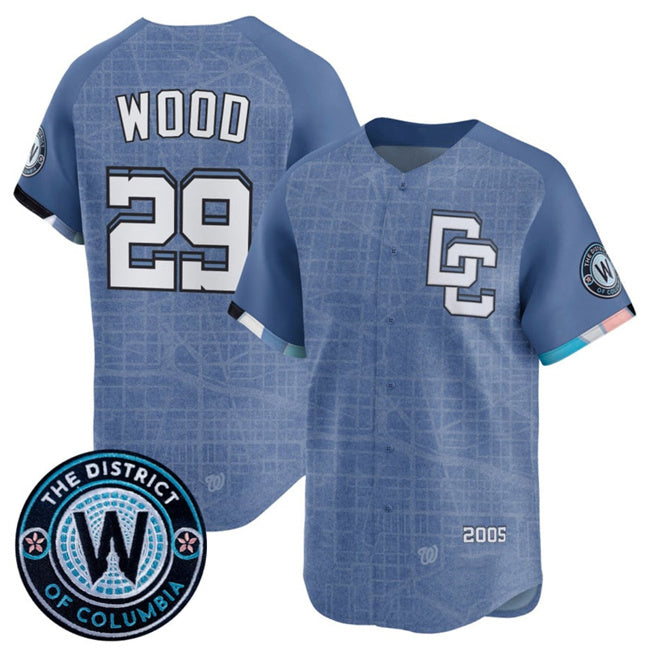 Washington Nationals #29 James Wood Blue Jermy 2025 City Connect Limited Stitched Jersey