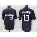 San Diego Padres #13 Manny Machado Black Jermy Gothic Edition Vapor Limited Stitched Jersey