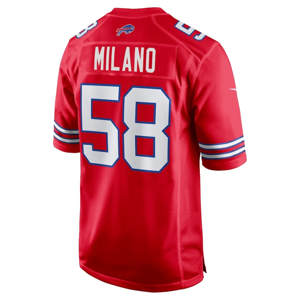 B.Bills #58 Matt Milano Red Jermy Alternate Game Jersey