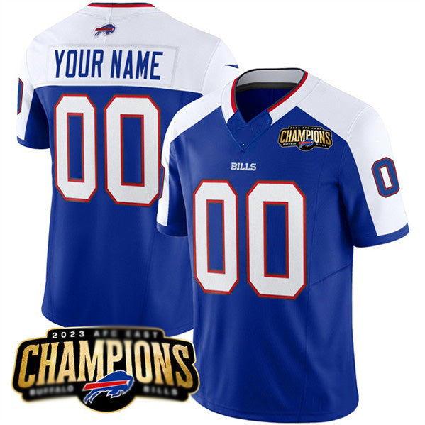 Custom B.Bills Active Player Blue White Jermy 2023 F.U.S.E. AFC East Champions Ptach Stitched Jersey