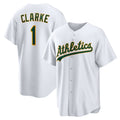 Oakland Athletics #1 Denzel Clarke White Jermy Home Replica Jersey