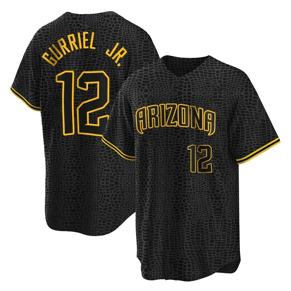 Arizona Diamondbacks #12 Lourdes Gurriel Jr Player Black Jermy Snake Skin City Home Game Stitched Jerseys