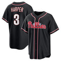 Philadelphia Phillies #3 Bryce Harper Fashion Black Jermy Out Stitched Baseball Jersey