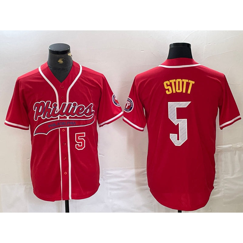 Philadelphia Phillies #5 Bryson Stott Number Red Jermy Cool Base Stitched Jerseys