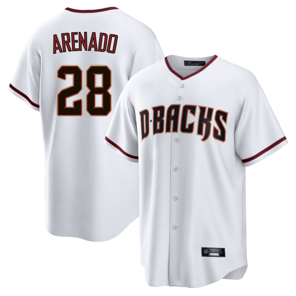 Arizona Diamondbacks #28 Nolan Arenado Player White Jermy Home Game Stitched Jerseys
