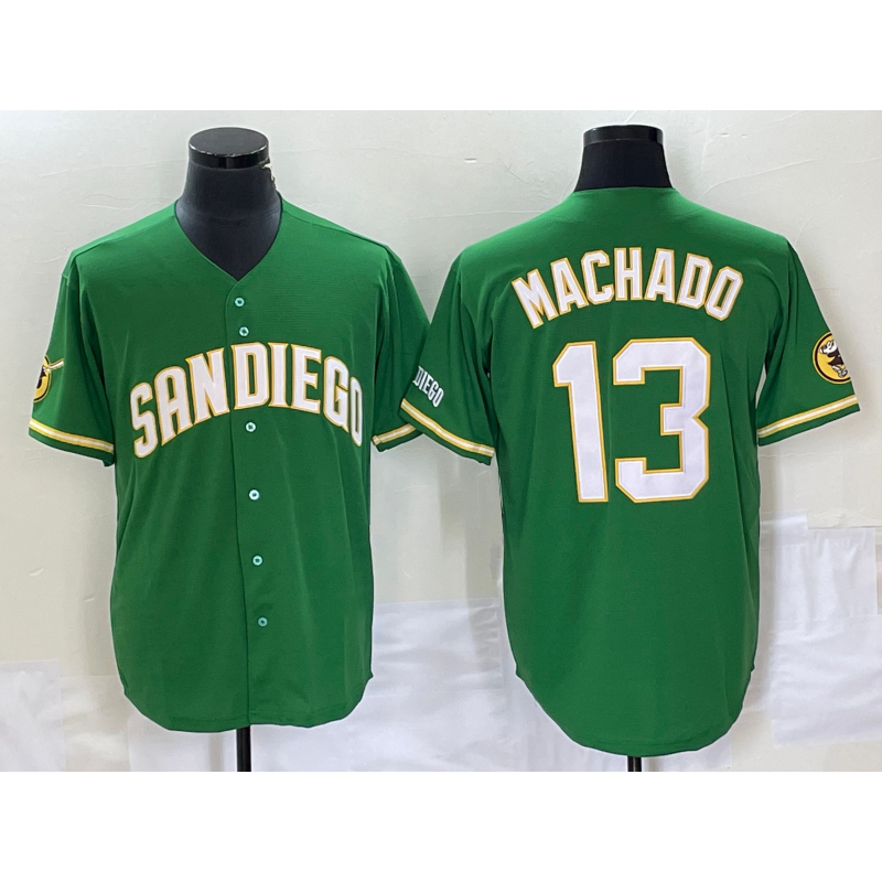 San Diego Padres #13 Manny Machado Green Jermy Cool Base Stitched Jersey 2