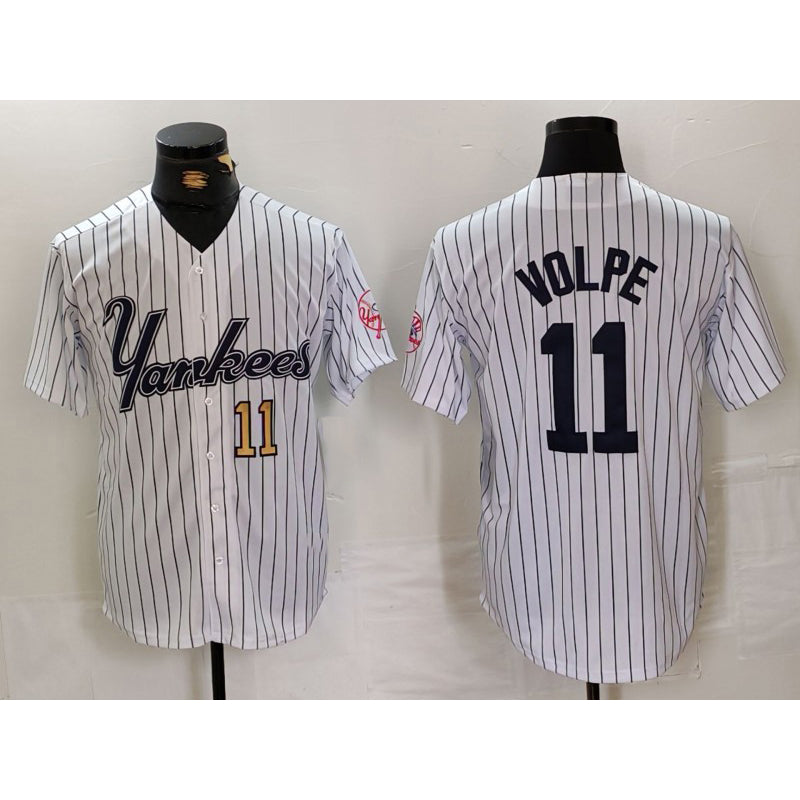 New York Yankees #11 Anthony Volpe White Jermy Pinstripe Fashion Cool Base Jerseys