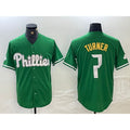 Philadelphia Phillies #7 Trea Turner Kelly Green Jermy Cool Base Jersey