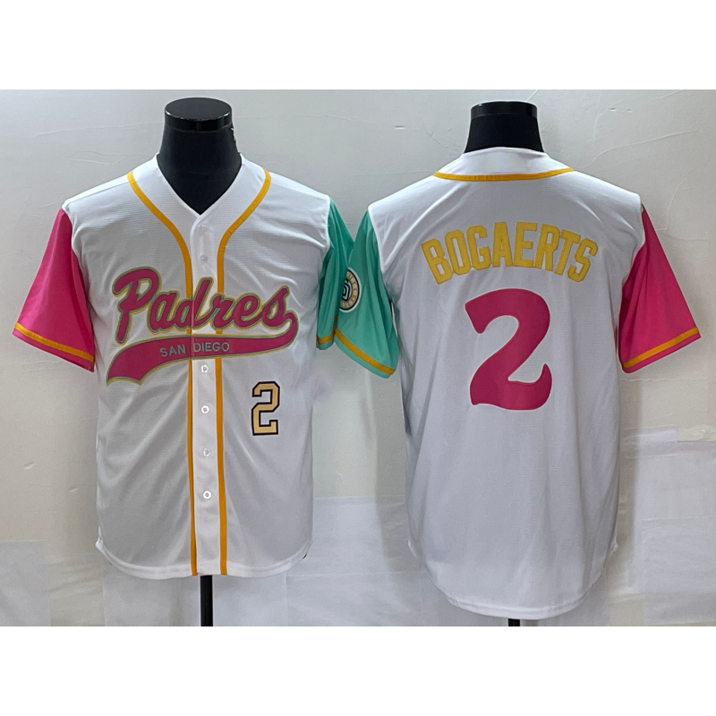 San Diego Padres #2 Xander Bogaerts White Jermy Number NEW 2023 City Connect Cool Base Stitched Jersey
