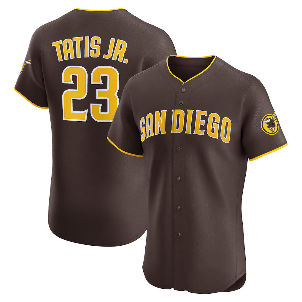 San Diego Padres #23 Fernando Tatis Jr. Brown Jermy Road Elite Jersey