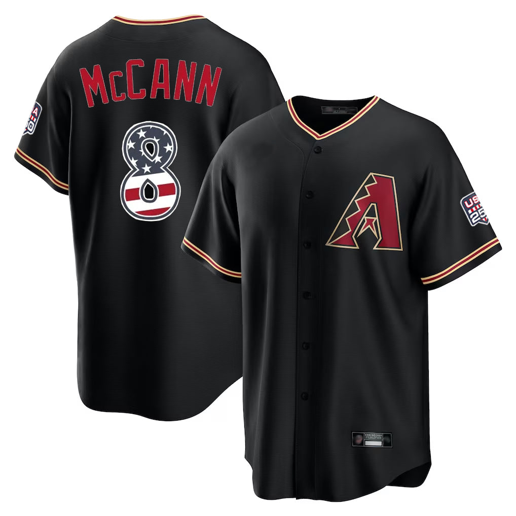 Arizona Diamondbacks #8 James McCann Player Black Jermy USA 250 Fourth of July Game Home Stitched Jerseys