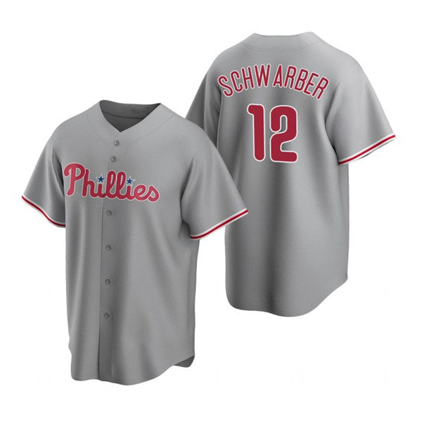 Philadelphia Phillies #12 Kyle Schwarber Gray Jermy Cool Base Stitched Jersey