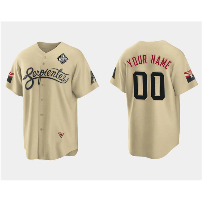 Custom Arizona Diamondbacks Active Player Gold Jermy 2023 World Series City Connect Cool Base Stitched Jersey