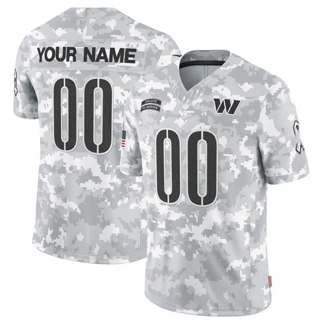 Custom W.Commanders Active Player 2024 F.U.S.E Arctic Camo Jermy Salute To Service Limited Stitched Jersey