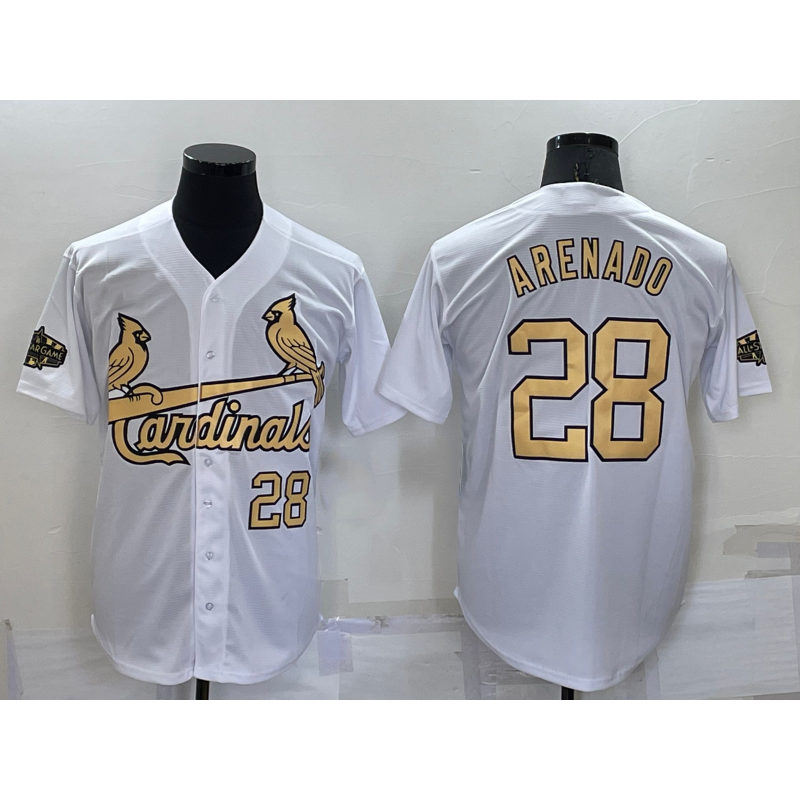 St. Louis Cardinals #28 Nolan Arenado Number White Jermy 2022 All Star Stitched Cool Base Jersey