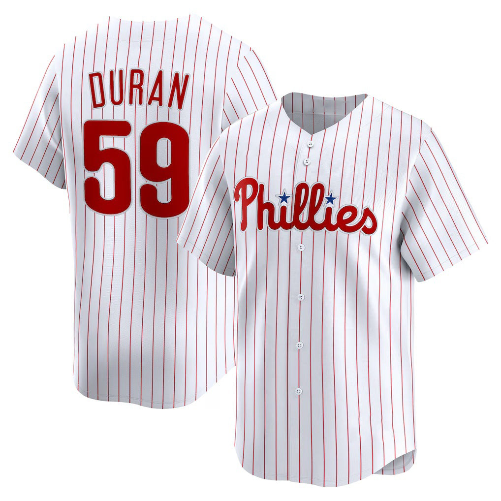 Philadelphia Phillies #59 Jhoan Duran White Jermy Home Limited Player Jersey
