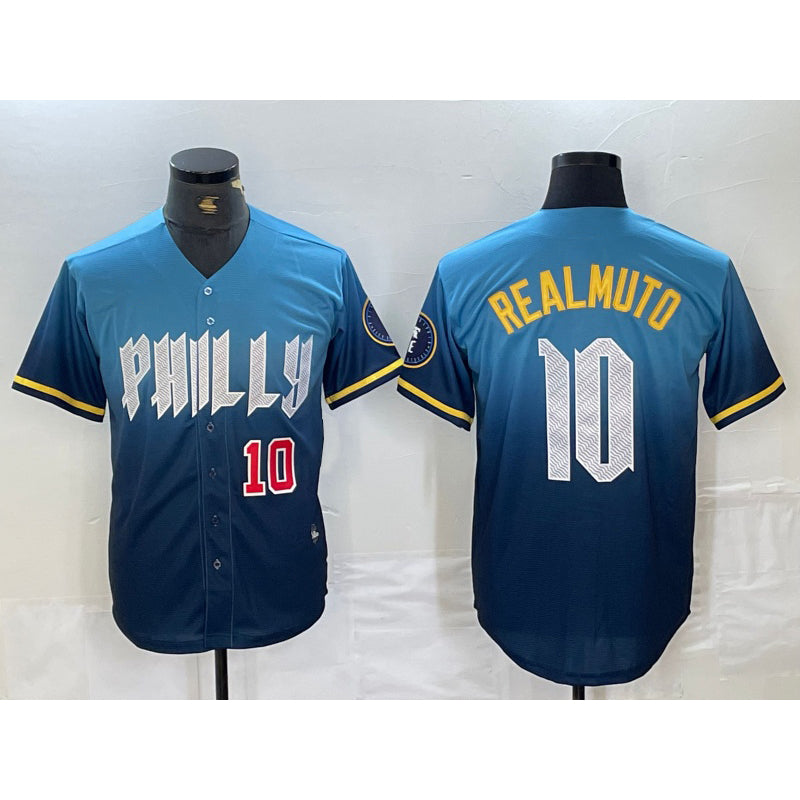 Philadelphia Phillies #10 JT Realmuto Number Blue Jermy 2024 City Connect Limited Stitched Jerseys