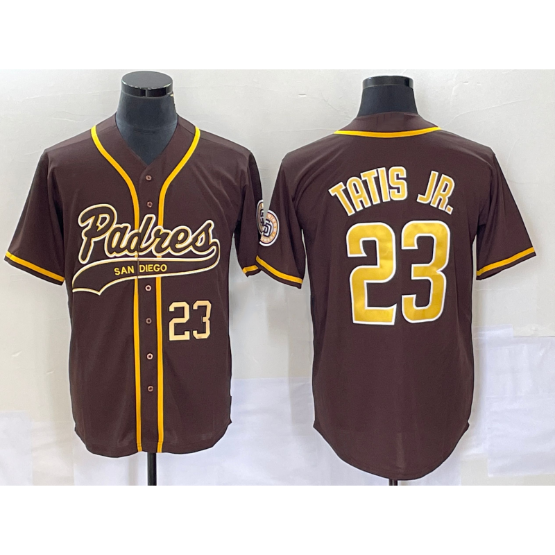 San Diego Padres #23 Fernando Tatis Jr Number Brown Jermy NEW 2023 Cool Base Stitched Jersey